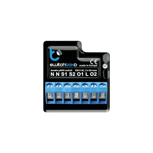 SwitchBoxD 2.0 - WiFi 230V Doppelschalter - Trenn- & Lastschalter mit 2 Relais, kabellos steuerbar über App für eine smarte Gebäudeautomation und einfache Integration in Ihr Smart Home.