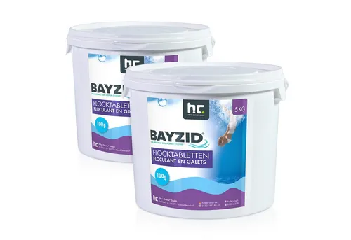 BAYZID 2x 5 kg Flocktabletten für Pools - Effektives Poolzubehör für kristallklares Wasser, entfernt selbst kleinste Schmutzpartikel und verbessert die Filterleistung Ihrer Sandfilteranlage.