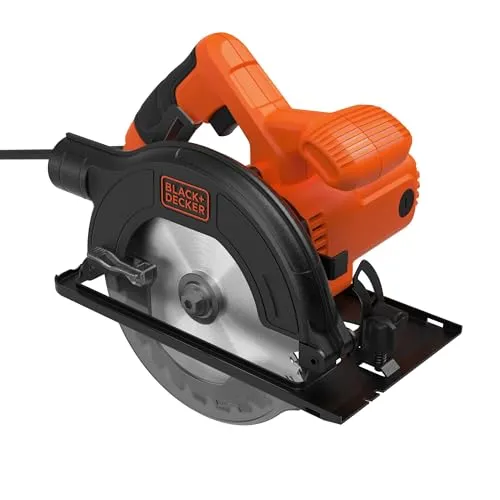 BLACK+DECKER 1200W Handkreissäge (165mm Durchmesser, Schnitttiefe 37 mm (45°), 55 mm (90°), Anschluss für Staubabsaugung, inkl. TCT-Sägeblatt) CS1200