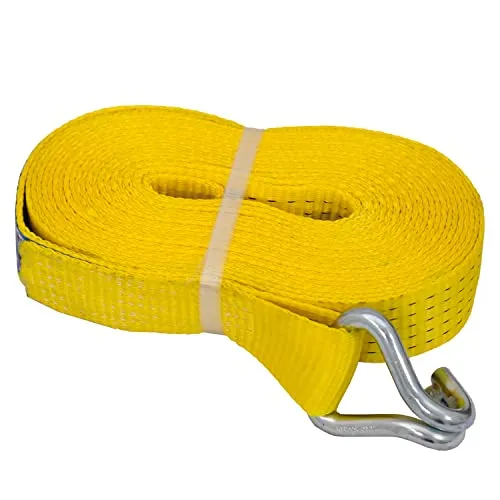 PETEX 43193619 Spanngurt ohne Ratsche 1-Teilig, 9, 6 M, 50 mm, 2500/5000 Dan, Doppelspitzhaken, Gelb