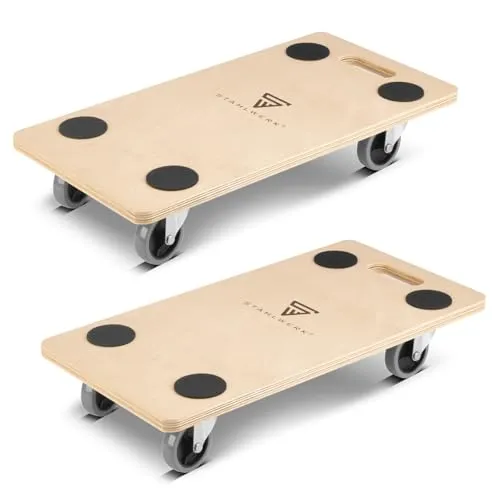 STAHLWERK Rollwagen TRS-250 ST 2er Set - Materialtransporter mit 250 kg Tragkraft, ideal für den Transport schwerer Güter und ausgestattet mit gummierten Lenkrollen für müheloses Manövrieren.