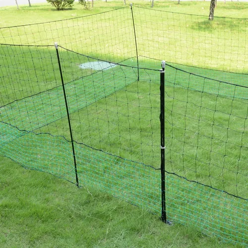 21m Geflügelzaun mit Zugangstor, 125cm, 10 Pfähle, 2 Spitzen, mobiler Hühnerzaun