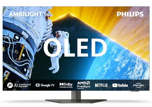 Philips Ambilight 65OLED809 - 65-Zoll 4K OLED Smart TV, P5 AI Perfect Picture, Dolby Vision und Atmos für ein immersives Seherlebnis mit Ambilight