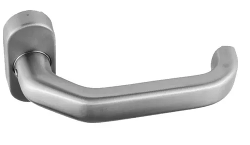 Edelstahl Haustür Innendrücker auf Ovalrosette U-Form abgeschrägt kantig 12596