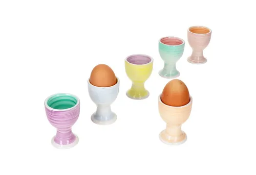 MamboCat Eierbecher 6er Set Pastello Eierbecher Frühstück Brunch Buffet Steingut bunt