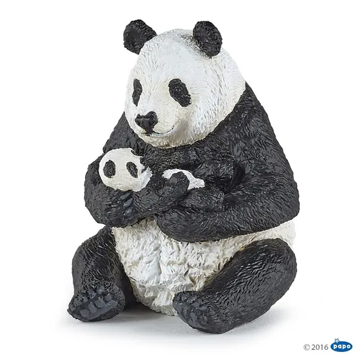 Papo 50196 - Sitzender Panda mit Jungem