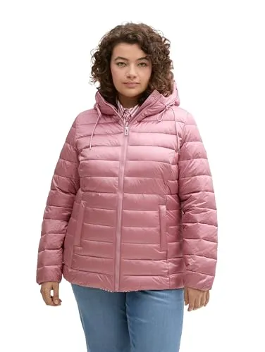 TOM TAILOR Damen 1044963 Jacke - Dusty Rose, 46 Große Größen EU - Wasserabweisende Übergangsjacke mit Kapuze und Reißverschlusstaschen, hergestellt aus nachhaltigen REPREVE-Fasern für hohen Tragekomfort und Umweltbewusstsein.
