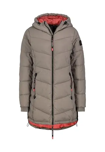 Sublevel Damen Winterjacke Stepp-Mantel mit Kapuze, tailliert und stylish, light-brown1 XXL - Sportlicher Steppmantel mit taillierter Passform, ideal für modebewusste Damen. Wetterfest und mit Kapuze für optimalen Schutz bei Outdoor-Aktivitäten. Aus recyceltem Polyester für Komfort und Langlebigkeit.