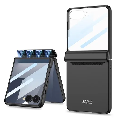 Für Samsung Galaxy Z Flip7 integrierter Displayschutz Magnetische Hülle Schwarz
