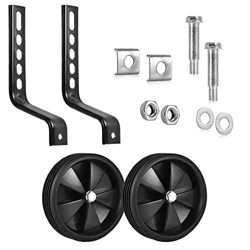 Etern 2 PCS Stützräder für kinderfahrrad Bike, Einstellbare Fahrrad Stützräder, Zur Verbesserung der Sicherheit und Stabilität von Fahrrädern (Schwarz)