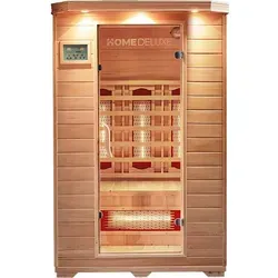 HOME DELUXE Infrarotkabine für 2 Personen - Klassische Infrarotsauna mit 6 Vollspektrumstrahlern, einfache Montage und ideal für entspannende Wellnessmomente zu Hause.