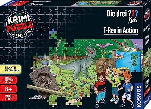 Die drei ??? Kids - Krimi Puzzle T-Rex in Action, 200 Teile
