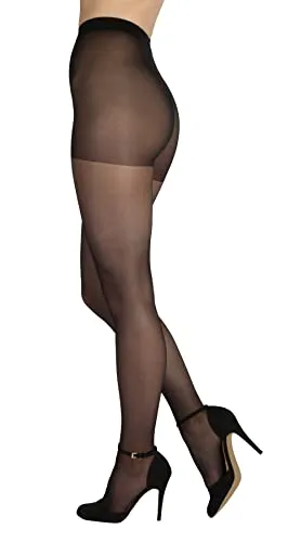 BANANALU matte Strumpfhose Damen 20 Den Multifibra Höschenteil mit leichter Stützkraft Matt 20 Nero XL