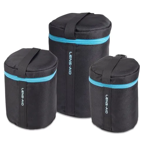 LENS-AID Objektivtasche dick gepolstert - Hochwertige Objektivtasche mit 10mm Polsterung und wasserabweisendem Material, idealer Schutz für deine Kamera-Optik. Kompakt und sicher für unterwegs!
