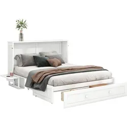 Okwish Schrankbett, Weiß, Holz, 140x200 cm, Schlafzimmer, Betten, Klappbetten