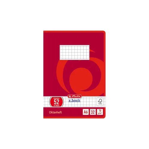 herlitz Oktavheft x.book DIN A6 kariert 70 g/qm 32 Blatt
