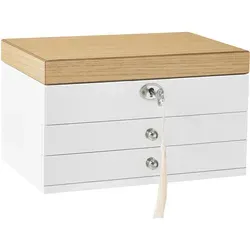 Produktbild Elegantes Schmuckkästchen aus Holz und Glas, Weiß & Nussbaum