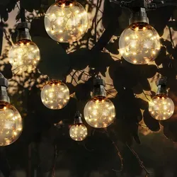 LED Lichter Kette Glühbirnen Optik Terrassen Deko-Licht Garten Leuchte Balkon Lampe Kugeln klar