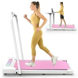 Laufband Faltbares Mini Schreibtisch 2.5 PS Motor Laufbänder bis 8km/h für Zuhause & Office Rosa