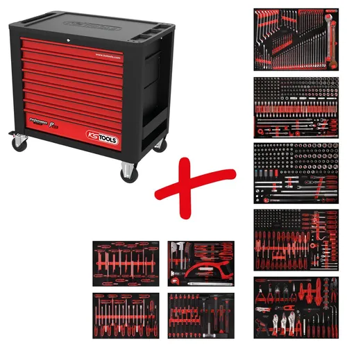 KS-Tools Werkzeugwagen PERFORMANCEplus P20 8209706, 706-teilig, rot