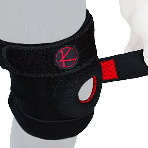 KARM verstellbare Kniebandage- Knieorthese mit offener Patella gegen Arthritis Schmerzen und als Stütze. Knieorthese für Damen und Herren aus Neopren (XS/S/M/L Schwarz)