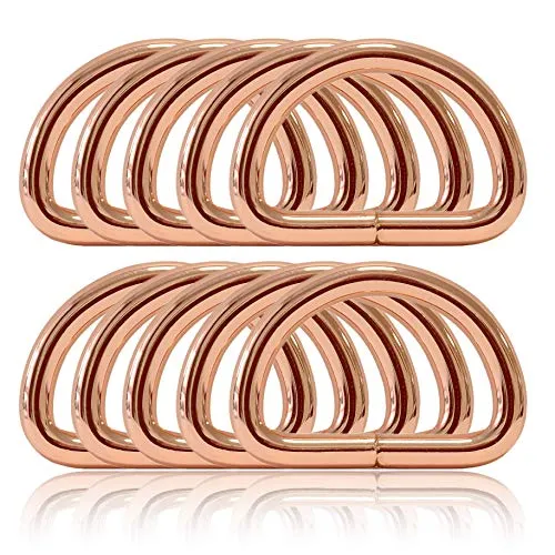 Ganzoo D - Ring aus Stahl, 10er Set, Innenmaß 32mm, Materialstärke 5mm, DIY Hunde-Halsband, nichtrostend, geschweißt, Ideal mit Paracord 550, Farbe Rose-Gold