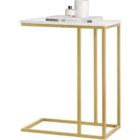 SoBuy Beistelltisch FBT87/44 - Goldener Kaffeetisch - Ablagetisch aus pflegeleichtem Material, ideal als Betttisch oder Laptoptisch – modernes Design und einfache Selbstmontage für jeden Raum.