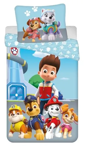 Jerry Fabrics Paw Patrol Kinderbettwäsche - Bettwaren-Set für Kinder mit Paw Patrol Motiven, 100% Baumwolle, kuschelig weich und langlebig, ideal für süße Träume und als Geschenk zu besonderen Anlässen.