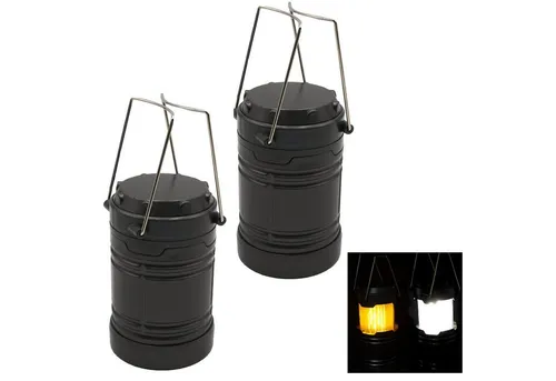 HAC24 LED Laterne 2er Set Campinglampe Outdoor Camping Leuchte Tragbare Campinglaterne, LED fest integriert, Hellweiß, Flammenlicht, 2 Leuchtmodi Hellweiß & Flammenlicht