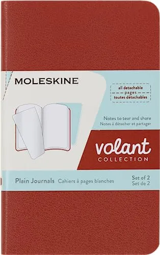 Moleskine Volant Notizhefte (blanko, Soft Cover, X-Small) 2er-Set Korallrot, Aquamarinblau