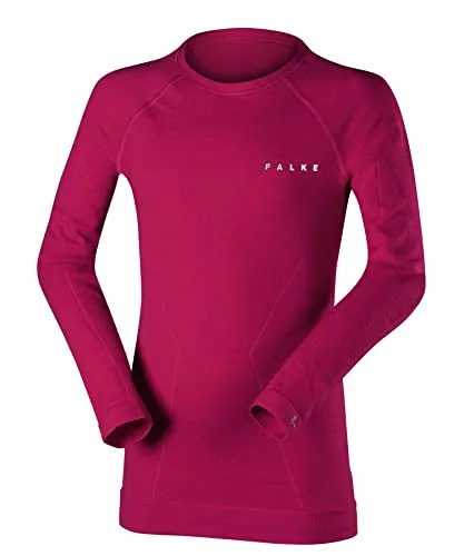 FALKE Unisex Kinder Baselayer-Shirt Wool-Tech K L/s, Rosa Berry 8284 - Hochwertiges Funktionsshirt aus Wolle für Kinder, ideal für Winteraktivitäten. Atmungsaktiv, schnell trocknend und geruchshemmend für maximalen Komfort beim Sport.