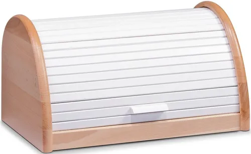 Zeller Brotbox aus massivem Buchenholz, Beige, Einheitsgröße - Hochwertiger Rollbrotkasten aus robustem Buchenholz mit praktischem Rolldeckel. Pflegeleichter MDF-Boden, ideal für die Aufbewahrung von Brot. Maße: L39 x B25 x H21 cm.