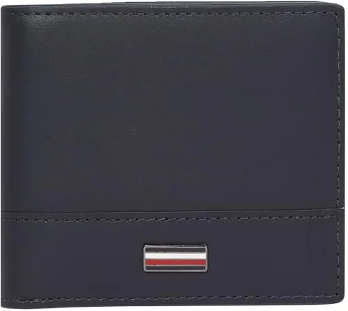 Tommy Hilfiger Herren Geldbeutel Corp Mini Klein - Blau (Space Blue) - Herren-Geldbörse aus 100% Leder mit praktischem Geldscheinfach und mehreren Kartenfächern, ideal für die Hosentasche. Stilvolles Design mit geprägtem Logo und Tommy Tape-Futter.