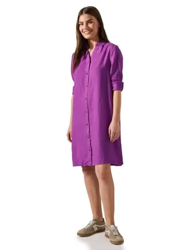 CECIL Blusenkleid aus Leinen mit 3/4-Arm in Rosa (L) - Kleider – Leichtes, atmungsaktives Blusenkleid aus 100% Leinen, ideal für warme Tage, mit V-Ausschnitt und lässigem Stil.