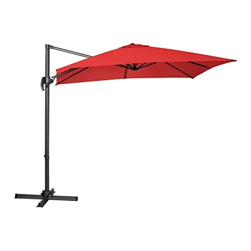 Uniprodo Ampelschirm 250 x 250 cm - Rot - Sonnenschirm für Garten und Terrasse, schützt effektiv vor Hitze und UV-Strahlung mit modernem Design und hoher Langlebigkeit.