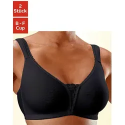 Soft-BH PETITE FLEUR - Damen BH ohne Bügel, Gr. 90, Cup B, schwarz - Funktionsunterwäsche mit nahtlos vorgeformten Cups und breiten, verstellbaren Trägern für optimalen Halt. Der elegante Spitzeneinsatz verleiht einen femininen Touch. Ideal für den täglichen Komfort.