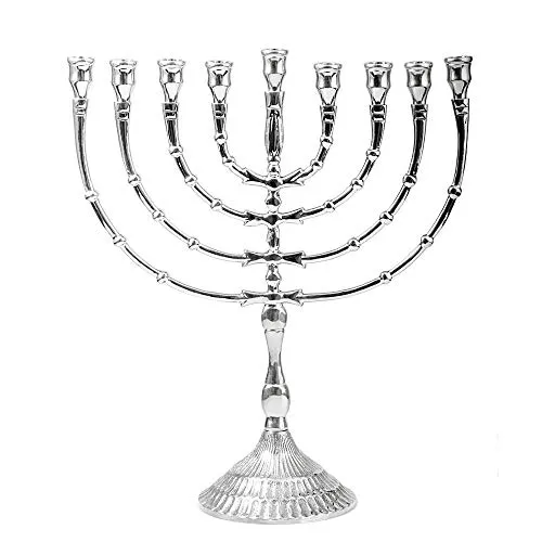 NKlaus Menorah 32cm hoch für Hanukkah - eleganter Kerzenleuchter aus Messing - Nussknacker: Hochwertiger Kerzenleuchter für Hanukkah, ideal für Kerzen bis Ø 1,2 cm und bietet eine stilvolle Atmosphäre.