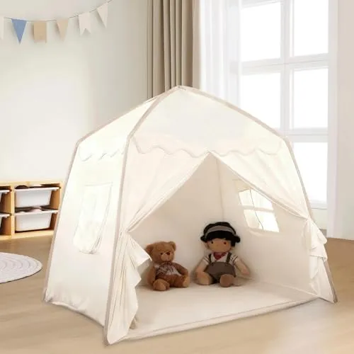 Ravytha Spielzelt Kinder Indoor Faltbares, Zelt Kinderzimmer mit Bodenmatte, Kinderhaus mit Fenstern und Fiberglasstangen, Kinderzelt für Drinnen, Kinderzelt Indoor Spielhaus(130cm × 100cm × 130cm)