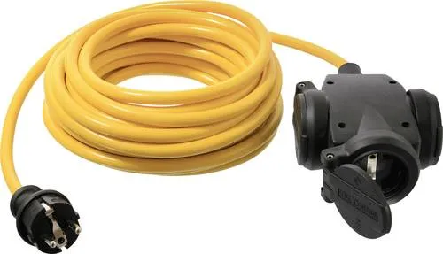 AS Schwabe 60343 Strom Verlängerungskabel 16A - 15m Gelb - Garten Elektrobedarf: Robustes 15m Verlängerungskabel in leuchtendem Gelb, ideal für den Einsatz im Freien und sorgt für optimale Sichtbarkeit.