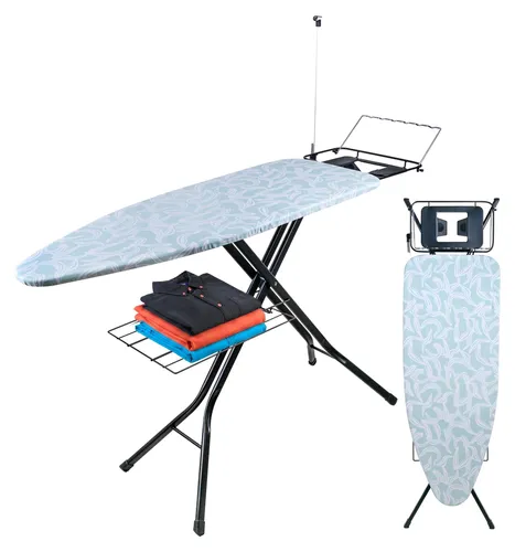 Relaxdays Bügelbrett 123 x 46 cm – Höhenverstellbar in Mint, Weiß, Schwarz