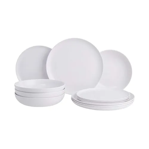 BUTLERS Geschirrset 4 Personen NATIVE Steinzeug Geschirr Set 12-tlg. Tafelservice | Pastateller 21cm Teller 23cm Speiseteller 27cm | Modern & Natürlich | Mikrowellen- & spülmaschinenfest