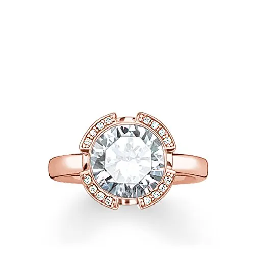 THOMAS SABO Damen-Ring 925 Sterling Silber 750 rosegold vergoldet Zirkonia weiß Gr. 54 (17.2) TR2038-416-14-54