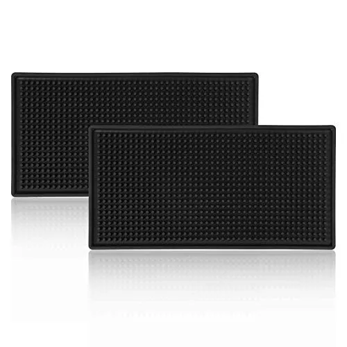 Barmatte, weich, schwarz, PVC-Farbe, Untersetzer, Servierstange, Gummimatte, wasserdicht, Küchenutensilien, 30 x 15 cm, 2 Stück