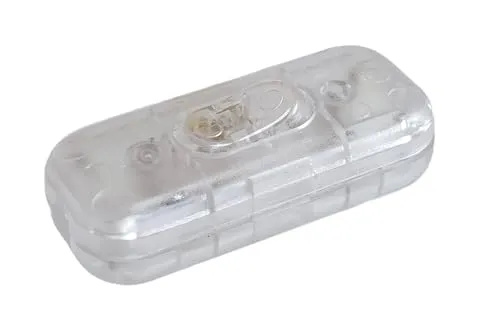 Zwischenschalter Transparent, 3-polig (2) Gehäuse und Kontakten mit schrauben, 6 A, 250 V~, Schnur-Zwischenschalter mit Wippe EIN/AUS Passt für LED