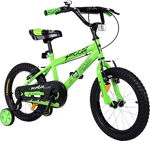 Actionbikes Kinderfahrrad Zombie 12 Zoll - Cooles Design für Jungen & Mädchen - Kinderfahrrad für Abenteuer ab 2 Jahren, mit V-Brake-Bremse und abnehmbaren Stützrädern für sicheres Radfahren und schnelles Vertrauen. Stoßdämpfende Reifen und höhenverstellbarer Sattel sorgen für Komfort.