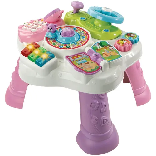 VTech - Baby - Abenteuer Spieltisch pink - Motorikspielzeug für Kleinkinder, fördert spielerisch die Motorik und das Erkennen von Farben, Zahlen und Formen durch interaktive Elemente und Lieder. Kunterbunter Entdeckerspaß für die Kleinsten!