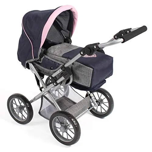 Bayer Chic 2000 Puppenwagen Leni 2in1 - Puppenwagen, 3-in-1 Nutzung als Puppenwagen, Sportwagen und Tragetasche, höhenverstellbarer Griff und herausnehmbare Tragetasche für flexibles Spielen.