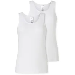 Schiesser Damen Trägertop 2er-Pack - Modern Multipacks in Weiß - Unterhemden & BH-Hemden für Damen, mit feinem Spitzenband für elegante Akzente und aus 95% Baumwolle für angenehmen Tragekomfort.