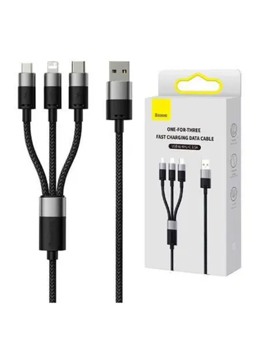 Baseus StarSpeed 1-for-3 Schnelllade-Datenkabel - USB auf M+L+C 3,5 A, universelle Kompatibilität für iOS und Android Geräte, 1,2 m lang und ideal für unterwegs