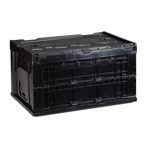 Klappbox 60 l - Transportbox Faltbox stapelbar - Stapelbare Aufbewahrungsbox mit Deckel, ideal für platzsparende Lagerung und Organisation in jedem Raum.